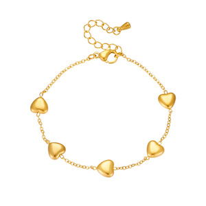 Heart Shape Gold Plated Charm Bracelet For Women Gift Jewelry Stainless Steel Chain B1095 - Product Image 5