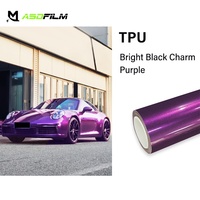 ASDFilm Serie Completa de Vinilos TPU Morados, Color Negro Brillante, Efecto Cambiante, Autoregenerables, Hidrofóbicos, Protección de Pintura PPF para Carrocería