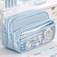 Nouveau sac de papeterie de grande capacité 1 pièce, sac de rangement pour crayons en acier, étui à crayons, sac de rangement cosmétique portable