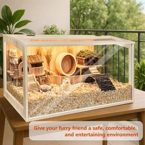 Hamster Kafesi Isırmaya Dayanıklı Ahşap Gine Domuzu Kafesi Küçük Evcil Hayvan Yaşam Alanı Yapısı Sağlam ve Kilitli Olarak Kolay Monte Edilir - Product Image 6