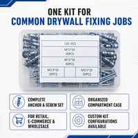 Zinc Plated Metal Drywall Anchors with Screws Self Drilling Wall Plugs for Picture Frames Shelves Towel Holders and Fixtures