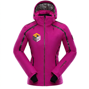 <b>Pink</b> Hooded Puffer <b>Jacket</b> Men <b>Waterproof</b> Geometric Logo Sporty Winter Coat Polyester Wadding Zipper Closure - Product Image 1