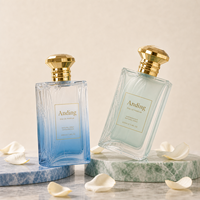 Flacon de parfum vide en verre de 100 ml, rectangulaire, avec bouchon doré, personnalisable, de qualité supérieure, en gros, avec logo OEM, de la marque Anding Stock