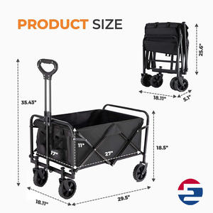 Chariot pliable à usage intensif avec plate-forme en maille | Chariot utilitaire de magasinage et de stockage de plage de jardin | Cadre en acier - Product Image 4