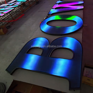 Enseigne lumineuse LED RVB dynamique couleur pleine, décoration artistique intérieure, en acier inoxydable et acrylique, personnalisée, pour studios créatifs, bars et bâtiments 3D - Product Image 4