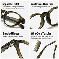 Lunettes SR OEM Anti-lumière Bleue avec Monture TR90 Circulaire Rivetée en Satin, Branches Filetées CP et Verres en Polycarbonate pour une Concentration Optimale Toute la Journée