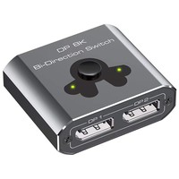 Commutateur 2-en-1 8K 60Hz DP 1.4 en alliage d'aluminium haute résolution pour moniteur, téléviseur et projecteur