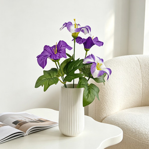 Fleur artificielle de gloire du matin en gros, tige unique, 5 ou 7 têtes, pour décoration florale de mariage et de maison - Product Image 2