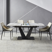 Usine de meubles Guangdong ensemble de tables à manger en pierre 6 places table à manger extensible ensemble de 6 chaises Oka meubles de luxe en béton