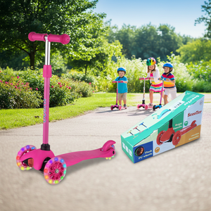 Scooter 3-en-1 rose en acier et plastique à 3 roues avec jouet enfant pliable léger pour l'extérieur 6pcs/CS - Product Image 3