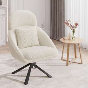 <b>High</b>-<b>Back</b> Leisure <b>Chair</b> with Natural Tones and Minimalist Lines <b>Accent</b> for Home Office and Living Room Corners - Product Image 2