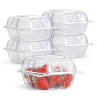 Boîtes alimentaires transparentes en PET à charnière 6x6, pour salades, sandwichs, pâtisseries, présentation alimentaire, boîtes à emporter jetables en plastique