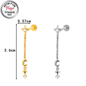Orecchini Pendenti Piatti all'Ingrosso in Titanio G23, Orecchini a Cartilagine, Labret, Tragus, Helix, Conch, Gioielli per <span class=keywords><strong>Piercing</strong></span> - Product Image 5