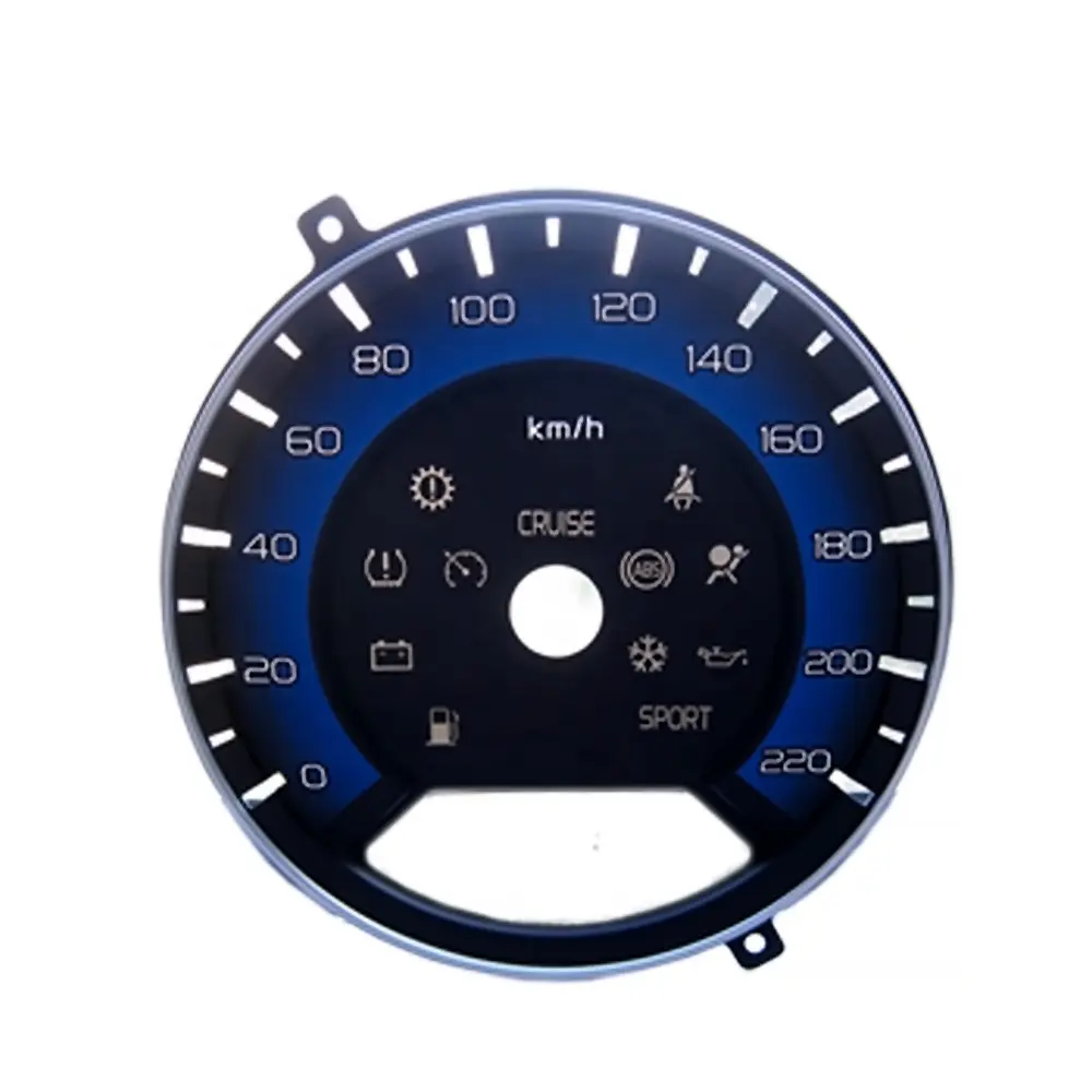 Produsen OEM cetakan layar sutra 3D Digital Speedometer Tachometer Auto Meter Dial Dashboard Panel instrumen