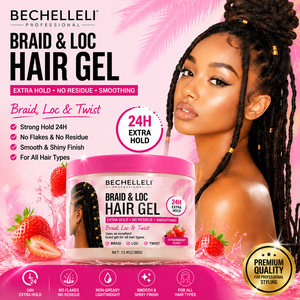 Gel capillaire hydratant bio à base d'eau avec tenue extra forte, anti-frisottis, parfum fraise, pour tresses, locks et twists – Étiquette personnalisée - Product Image 1