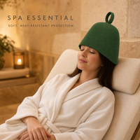 Chapeau en feutre de laine australienne vert forêt, fait main, isolant thermiquement, avec logo personnalisé, pour bain de vapeur, spa, sauna.