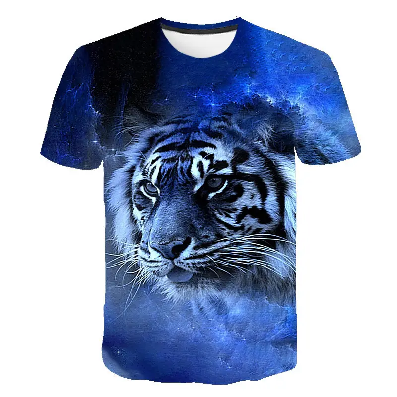 Factory Wholesale 100% Cotton XXS-6XL Plus Size Men's T-Shirts Casual Short Sleeve Tattoo All 3D Printed Tiger Pattern Fashion