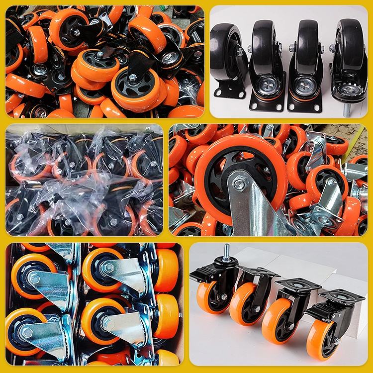 Free Sample Manufacturer PU Cart Rubber Wheel Container Industrial Caster Wheels Rueda Giratoria Trolley Wheels