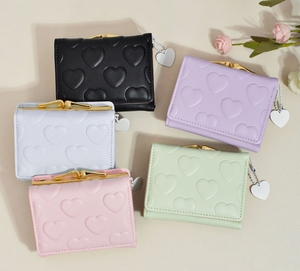 Versione coreana da <span class=keywords><strong>donna</strong></span> semplice borsa per carte per studenti in tinta unita <span class=keywords><strong>portafoglio</strong></span> corto in pelle sintetica per cambiare borsa fermasoldi - Product Image 1