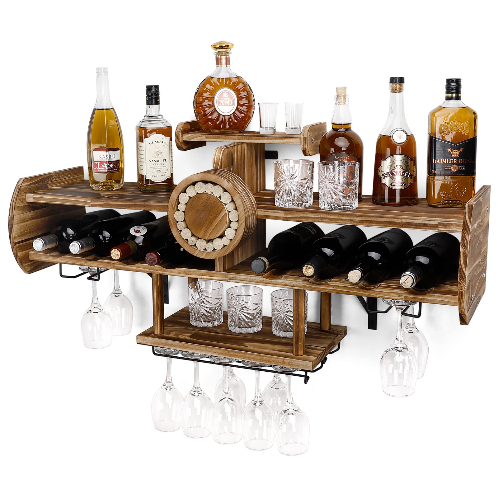 Portabottiglie E Calici Da Parete In Ferro: Salvaspazio Per Bar E Cucina | Regalo Originale