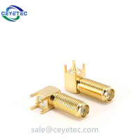 Conector RF de 90 grados, conector hembra, agujero pasante para PCBA
