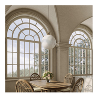 Ventanas de Vidrio Doble con Arco de Estilo Francés SJUMBO, Puerta con Pantalla Insonorizante, Marco de Aluminio