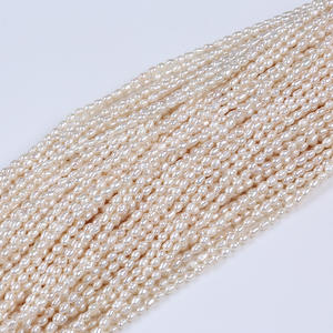Collar de Perlas de Agua Dulce Naturales de 2.5-3mm, Forma de Arroz Barroco, con Acabado Brillante, Semi-Acabado para DIY - Product Image 1