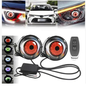 LED Car Dynamic Devil Eye Luz grande 3 pulgadas 33 Modo Car Light Modificación remota Eagle Eye 3D Lens Dynamic Pupils Headlight - Product Image 4