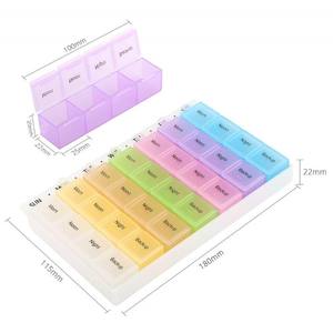 Pastillero de plástico semanal de <span class=keywords><strong>7</strong></span> días al por mayor con 28 compartimentos para organizar y almacenar pastillas - Product Image 3