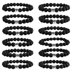 Pulsera del zodiaco de Aries, piedra natural con cuentas de roca volcánica, regalo de joyería unisex - Product Image 5