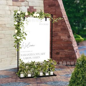 Expositor de Boda, Letrero de Bienvenida Rectangular, Negro y Blanco, Duradero, Multiusos, Portátil, Retráctil, Antipolvo, Sin Perforaciones - Product Image 1