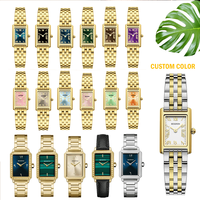 Petite montre pour femme en acier inoxydable de luxe avec bracelet en or, quartz, 19 mm, 28 mm, résistante à l'eau 3 BAR, design minimaliste