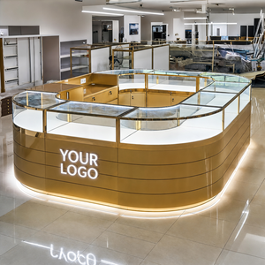Nouvelle conception de vitrine de bijouterie avec éclairage LED, comptoir de présentation de bijoux en or, vitrine circulaire simple, design de kiosque de centre commercial, kiosque à bijoux - Product Image 3