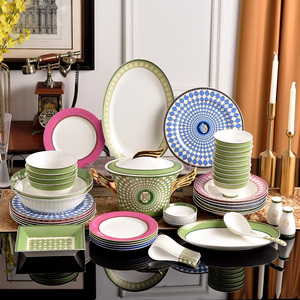 Juego de Vajilla de Porcelana Fina Europea de Lujo, Diseño Nuevo, Green Angel, 58 Piezas, en Caja de Regalo, Vajilla Redonda de Cerámica, Regalos Empresariales - Product Image 2