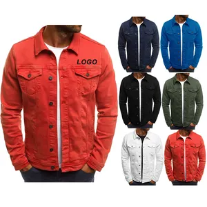 Джинсовая куртка мужская с логотипом под заказ, роскошная брендовая коричневая джинсовая ткань-карго, длинное зимнее пальто, жакеты