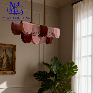 Lámpara Colgante Larga de Cristal con Diseño Festoneado en Degradado Naranja-Rosa, Estilo Vintage Francés Medieval, para Comedor, Isla de Cocina, Bar, Decoración del Hogar - Product Image 4