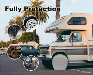 Housses de pneus universelles Loyagour en PVC résistant aux UV et imperméables pour caravanes, disponibles en plusieurs tailles, noir/argent, installation facile, style sportif - Product Image 5