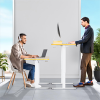 Bureau électrique intelligent réglable en hauteur, cadre de bureau assis-debout, table d'ordinateur électrique en bois massif
