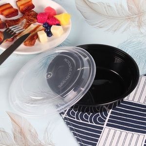 Black Round To-Go PP Plastic Noodle Bread <b>Lunch</b> Plan <b>Box</b> Disposable Take Bowls Microwave Food Safe Durable <b>Stackable</b> - Product Image 5