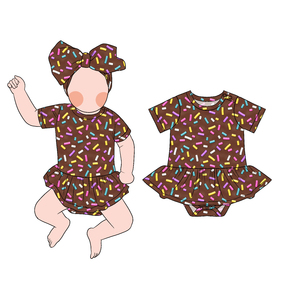 プロモーションセール竹カスタムプリント赤ちゃん幼児女の子ソフト半袖ドレスデザインOnesie Romper - Product Image 5