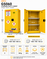 Armoire de sécurité pour liquides inflammables 227L (60 gallons) jaune à double porte en acier pour stockage de produits chimiques pour écoles, ateliers et achats professionnels