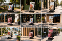 Kiosque d'affichage numérique mobile avec roues, signalisation double face, fonctionnant sur batterie, écran semi-extérieur haute luminosité de 49 pouces