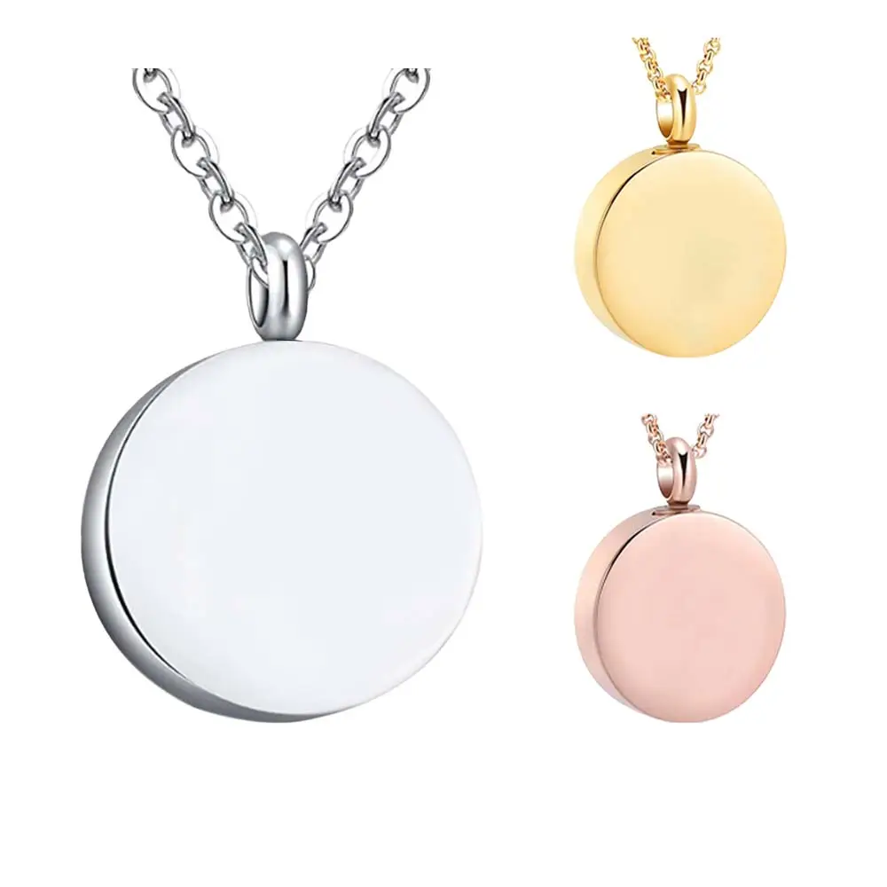 High polish openable gold plated stainless steel round ash urn cremation jewelry customized pendant