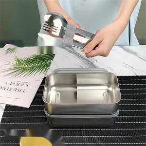Cấp Thực Phẩm Người Lớn Hai Lớp Thép Không Gỉ Bento Hộp Bị Rò Rỉ Bằng Chứng Ăn Trưa Hộp Container Với Dây Đeo Đàn Hồi - Product Image 1