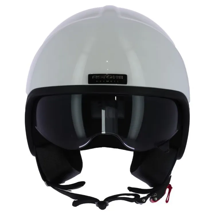Aston helm sepeda motor putih pria, bahan Abs dengan Logo