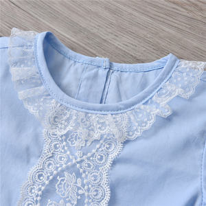 Kustom piyama rajutan katun butik setelan tidur biru muda lengan panjang Spanyol dengan topi untuk bayi perempuan - Product Image 4