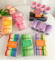 32 pièces par boîte couleur bonbon anneaux de cheveux accessoires pour cheveux avec corde à nouer porte-queue de cheval chouchou pour filles