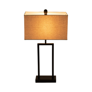 Lampade da tavolo moderne con base in metallo e paralume in lino per l'arredamento di camera da letto e soggiorno - Product Image 2