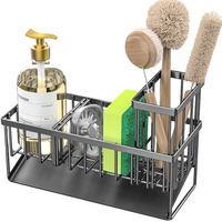 SUS304 Organisateur d'éponge de vaisselle de cuisine en acier antirouille Organisateur d'évier de cuisine Caddy Rack-Porte-éponge de vaisselle avec diviseur