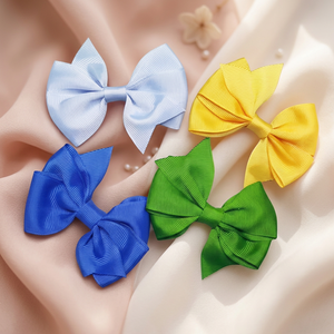 Bunte Kinder Mädchen 3,5 Zoll Solid <span class=keywords><strong>Ribbon</strong></span> Haars chleife <span class=keywords><strong>Clips</strong></span> Mit Haarnadeln Boutique Haars pangen Haarschmuck - Product Image 1